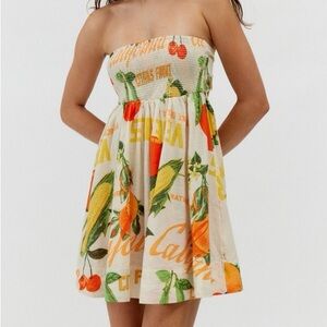BDG Strapless Multicolor Print Dress